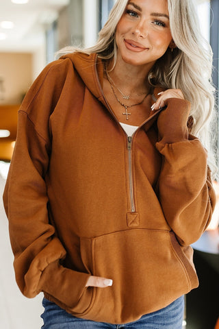 Oversized HalfZip Sweatshirt - Maple-[option4]-[option5]-[option6]-[option7]-[option8]-Womens-Clothing-Shop