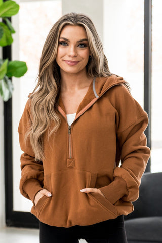 Oversized HalfZip Sweatshirt - Maple-[option4]-[option5]-[option6]-[option7]-[option8]-Womens-Clothing-Shop