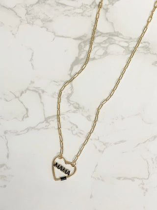 PREORDER: Mama Heart Lock Chainlink Necklace-One Size-[option4]-[option5]-[option6]-[option7]-[option8]-Womens-Clothing-Shop