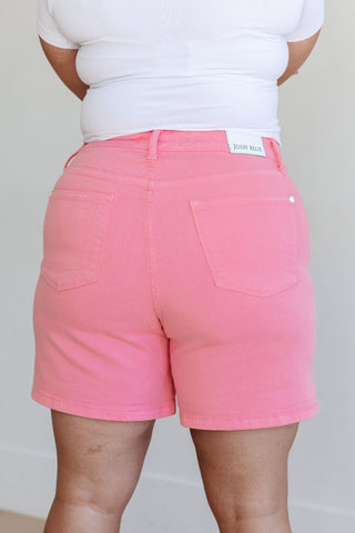 Jenna High Rise Control Top Cuffed Shorts in Pink-[option4]-[option5]-[option6]-[option7]-[option8]-Womens-Clothing-Shop