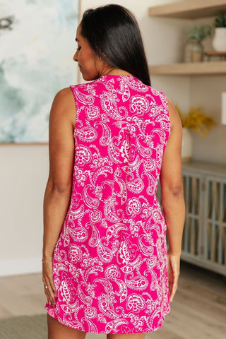 Lizzy Tank Dress in Hot Pink and White Paisley-[option4]-[option5]-[option6]-[option7]-[option8]-Womens-Clothing-Shop
