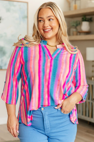 Lizzy Top in Blue and Pink Stripe-[option4]-[option5]-[option6]-[option7]-[option8]-Womens-Clothing-Shop