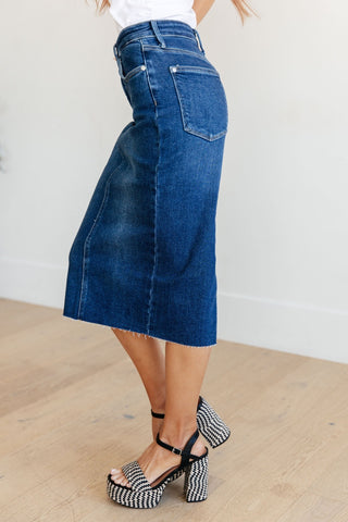 Marcy High Rise Denim Midi Skirt-[option4]-[option5]-[option6]-[option7]-[option8]-Womens-Clothing-Shop
