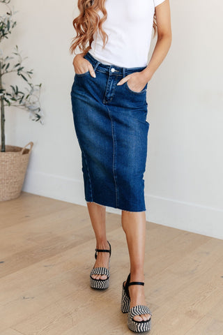 Marcy High Rise Denim Midi Skirt-[option4]-[option5]-[option6]-[option7]-[option8]-Womens-Clothing-Shop