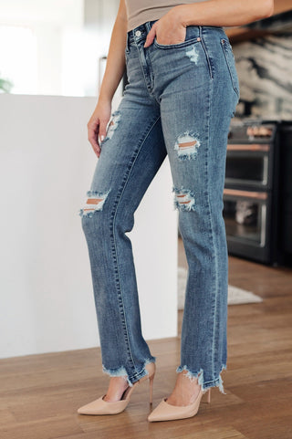O'Hara Destroyed Straight Jeans-[option4]-[option5]-[option6]-[option7]-[option8]-Womens-Clothing-Shop