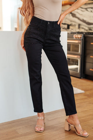 Reese Rhinestone Slim Fit Jeans in Black-[option4]-[option5]-[option6]-[option7]-[option8]-Womens-Clothing-Shop