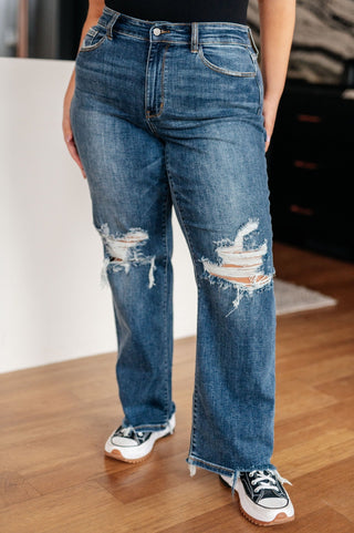 Rose High Rise 90's Straight Jeans in Dark Wash-[option4]-[option5]-[option6]-[option7]-[option8]-Womens-Clothing-Shop