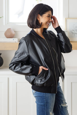This Is It Faux Leather Bomber Jacket In Black-[option4]-[option5]-[option6]-[option7]-[option8]-Womens-Clothing-Shop
