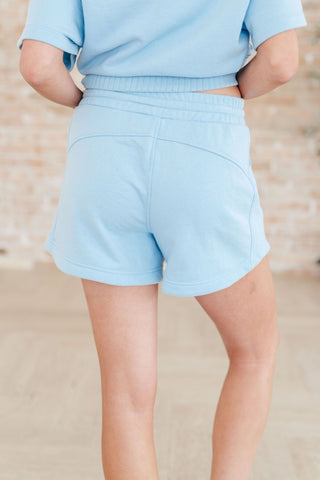 We're Only Getting Better Drawstring Shorts in Sky Blue-[option4]-[option5]-[option6]-[option7]-[option8]-Womens-Clothing-Shop