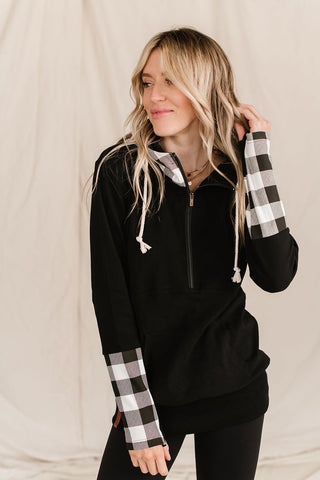 Ampersand Avenue Halfzip Sweatshirt | Checks Out Black-[option4]-[option5]-[option6]-[option7]-[option8]-Womens-Clothing-Shop