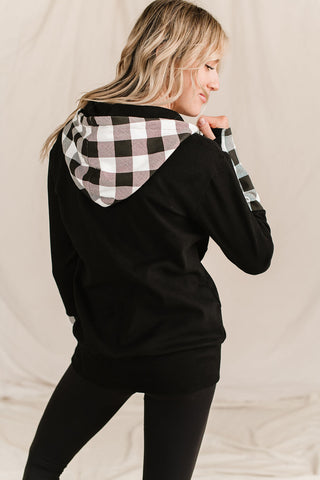 Ampersand Avenue Halfzip Sweatshirt | Checks Out Black-[option4]-[option5]-[option6]-[option7]-[option8]-Womens-Clothing-Shop