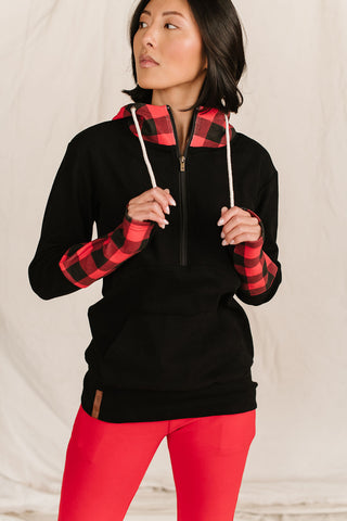 Ampersand Avenue Halfzip Sweatshirt | Checks Out Red-[option4]-[option5]-[option6]-[option7]-[option8]-Womens-Clothing-Shop