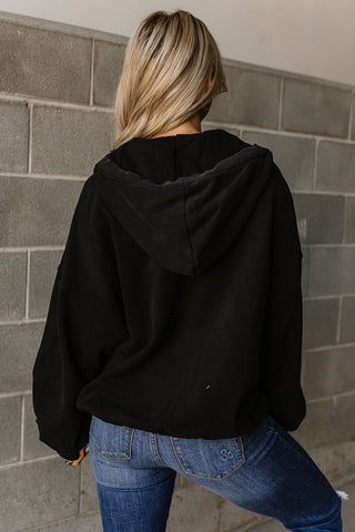 Oversized HalfZip Sweatshirt - Black-[option4]-[option5]-[option6]-[option7]-[option8]-Womens-Clothing-Shop