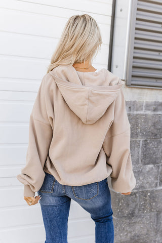 Oversized HalfZip Sweatshirt - Sand-[option4]-[option5]-[option6]-[option7]-[option8]-Womens-Clothing-Shop