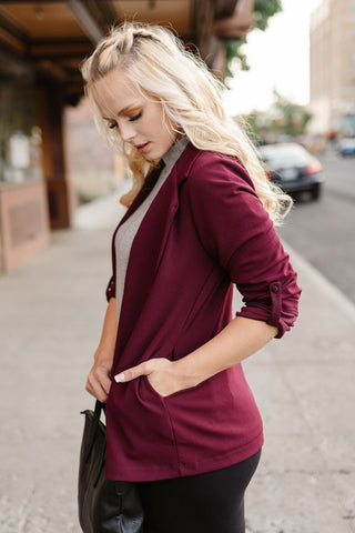 A Cut Above the Rest Blazer In Wine-[option4]-[option5]-[option6]-[option7]-[option8]-Womens-Clothing-Shop