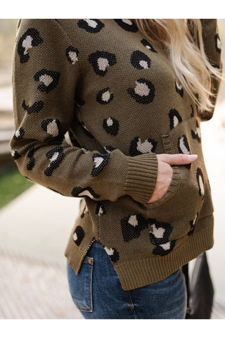 Whole Situation Leopard Sweater In Olive-[option4]-[option5]-[option6]-[option7]-[option8]-Womens-Clothing-Shop
