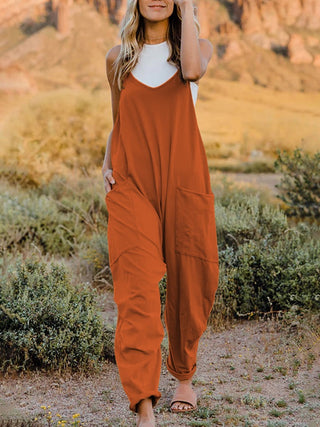 Sleeveless V-Neck Pocketed Jumpsuit-Orange-S-[option4]-[option5]-[option6]-[option7]-[option8]-Womens-Clothing-Shop
