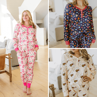 PREORDER: Long Sleeve Pajama Set in Assorted Prints-[option4]-[option5]-[option6]-[option7]-[option8]-Womens-Clothing-Shop