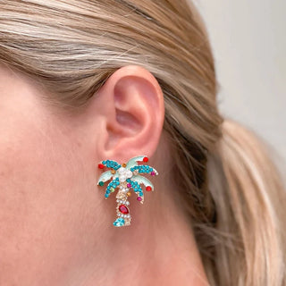PREORDER: Holiday Jewel & Pearl Palm Tree Stud Earrings-One Size-[option4]-[option5]-[option6]-[option7]-[option8]-Womens-Clothing-Shop