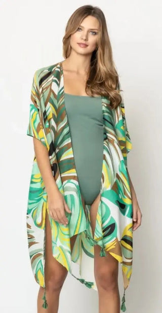 PREORDER: Tropical Palm Print Kimono in Two Colors-[option4]-[option5]-[option6]-[option7]-[option8]-Womens-Clothing-Shop