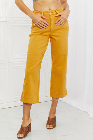 Judy Blue Jayza Straight Leg Cropped Jeans-Mustard-0-[option4]-[option5]-[option6]-[option7]-[option8]-Womens-Clothing-Shop