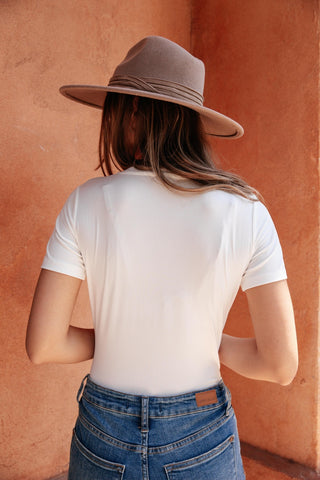 Round Neck Bodysuit In White-[option4]-[option5]-[option6]-[option7]-[option8]-Womens-Clothing-Shop