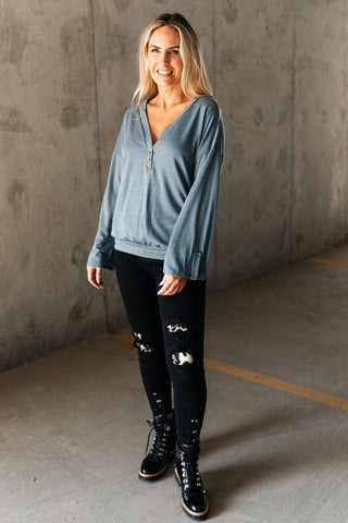 Throw On And Go Top in Teal-[option4]-[option5]-[option6]-[option7]-[option8]-Womens-Clothing-Shop