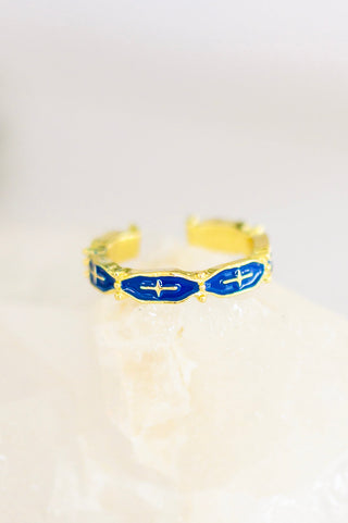Mariana Hand Crafted Blue Cross Ring-OS-[option4]-[option5]-[option6]-[option7]-[option8]-Womens-Clothing-Shop