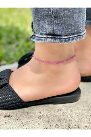 PREORDER: Enamel Paperclip Chain Anklets in Two Colors-[option4]-[option5]-[option6]-[option7]-[option8]-Womens-Clothing-Shop