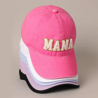 PREORDER: Mama Chenille Letter Patch Baseball Cap in Five Colors-[option4]-[option5]-[option6]-[option7]-[option8]-Womens-Clothing-Shop
