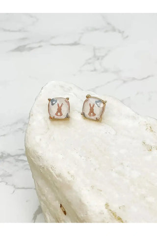 PREORDER: Bunny Printed Glass Stud Earrings-OS-[option4]-[option5]-[option6]-[option7]-[option8]-Womens-Clothing-Shop