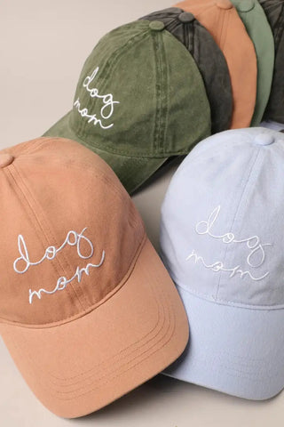 PREORDER: Dog Mom Embroidered Baseball Cap in Four Colors-[option4]-[option5]-[option6]-[option7]-[option8]-Womens-Clothing-Shop