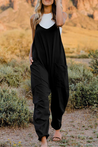Double Take V-Neck Sleeveless Jumpsuit with Pockets-Black-S-[option4]-[option5]-[option6]-[option7]-[option8]-Womens-Clothing-Shop