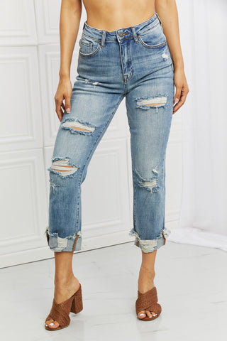 RISEN Leilani Distressed Straight Leg Jeans-Medium-1(25)-[option4]-[option5]-[option6]-[option7]-[option8]-Womens-Clothing-Shop