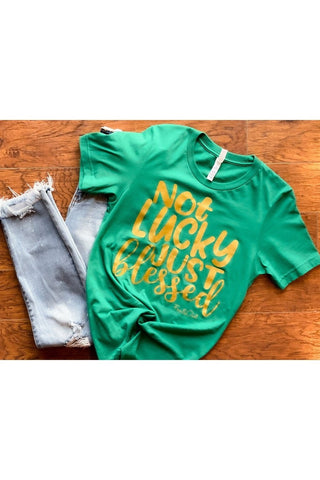 Not Lucky Just Blessed Graphic Tee-[option4]-[option5]-[option6]-[option7]-[option8]-Womens-Clothing-Shop