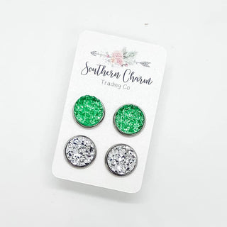 Green Sparkles & Silver in Stainless Steel Settings-[option4]-[option5]-[option6]-[option7]-[option8]-Womens-Clothing-Shop