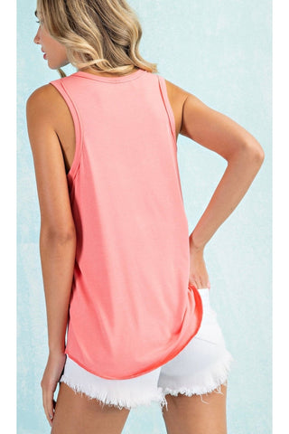 Stay Soft Basic Tank In Coral Fusion-[option4]-[option5]-[option6]-[option7]-[option8]-Womens-Clothing-Shop