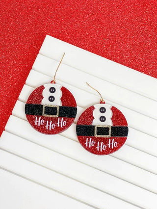 PREORDER: Ho Ho Ho Santa Belt Ornament Dangle Earrings-One Size-[option4]-[option5]-[option6]-[option7]-[option8]-Womens-Clothing-Shop