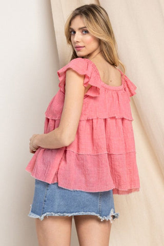 Mommy & Me | Buttoned Ruffled Top-[option4]-[option5]-[option6]-[option7]-[option8]-Womens-Clothing-Shop