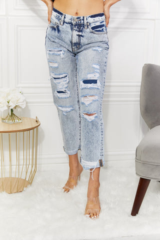 Kancan Kendra High Rise Distressed Straight Jeans-[option4]-[option5]-[option6]-[option7]-[option8]-Womens-Clothing-Shop