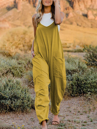 Sleeveless V-Neck Pocketed Jumpsuit-Banana Yellow-S-[option4]-[option5]-[option6]-[option7]-[option8]-Womens-Clothing-Shop