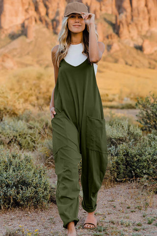 Double Take V-Neck Sleeveless Jumpsuit with Pockets-Army Green-S-[option4]-[option5]-[option6]-[option7]-[option8]-Womens-Clothing-Shop
