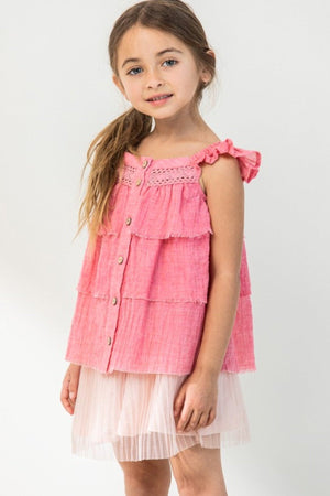 Mommy & Me | Girls Buttoned Ruffled Top-[option4]-[option5]-[option6]-[option7]-[option8]-Womens-Clothing-Shop