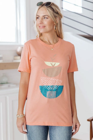 Abstract Graphic Tee in Peach-[option4]-[option5]-[option6]-[option7]-[option8]-Womens-Clothing-Shop
