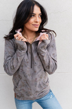Ampersand Halfzip Sweatshirt - Enchanted Florals-[option4]-[option5]-[option6]-[option7]-[option8]-Womens-Clothing-Shop