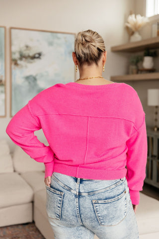 Back to Life V-Neck Sweater in Pink-[option4]-[option5]-[option6]-[option7]-[option8]-Womens-Clothing-Shop