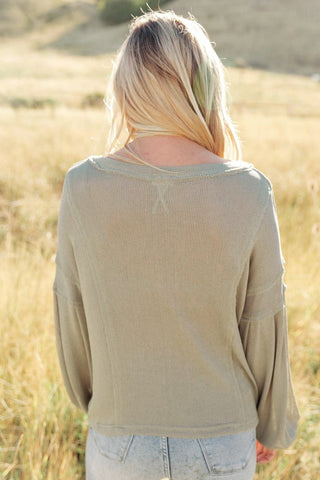 Bellissimo Draped V-Neck Sweater in Olive-[option4]-[option5]-[option6]-[option7]-[option8]-Womens-Clothing-Shop