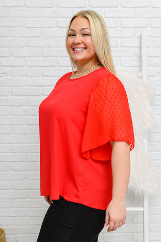 Best Of My Love Short Sleeve Blouse In Red-[option4]-[option5]-[option6]-[option7]-[option8]-Womens-Clothing-Shop