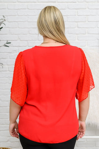 Best Of My Love Short Sleeve Blouse In Red-[option4]-[option5]-[option6]-[option7]-[option8]-Womens-Clothing-Shop