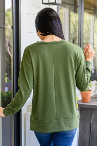 Beyond The Pines Graphic Long Sleeve Top In Green-[option4]-[option5]-[option6]-[option7]-[option8]-Womens-Clothing-Shop